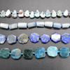 Natural Mixed (Blue Colours) Semi-precious Gemstone Beads - Various Shapes - 15'' Strand