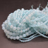 Mid Blue Agate Semi-precious Gemstone Round Beads - 4mm, 6mm, 8mm sizes - 15'' Strand