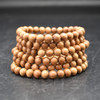 India MySore Sandalwood Round Wood Beads Bracelet / Sample Strand - Mala Prayer Beads - 4mm, 6mm, 8mm Sizes