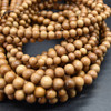 India MySore Sandalwood Round Wood Beads - 108 Mala Prayer Beads - 6mm, 8mm sizes