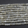 Natural Moonstone Semi-Precious Gemstone FACETED Rondelle Beads - 5mm x 3.5mm - 2 Options