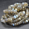 Natural Labradorite Semi-Precious Gemstone FACETED Rondelle Beads - 10mm x 6mm - 9.5'' Strand