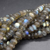 Natural Labradorite Semi-Precious Gemstone FACETED Rondelle Beads - 10mm x 6mm - 9.5'' Strand