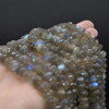 Natural Labradorite Semi-Precious Gemstone FACETED Rondelle Beads - 10mm x 6mm - 9.5'' Strand