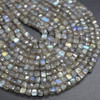 Natural Labradorite Gemstone Faceted Cube Beads - 4.5mm - 10'' Strand