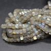 Natural Labradorite Gemstone Faceted Cube Beads - 4.5mm - 10'' Strand