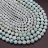 High Quality Grade A Natural Light Teal Amazonite Semi-Precious Gemstone Round Beads - 6mm, 8mm, 10mm sizes - 15'' Strand