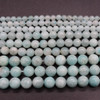 High Quality Grade A Natural Light Teal Amazonite Semi-Precious Gemstone Round Beads - 6mm, 8mm, 10mm sizes - 15'' Strand