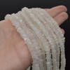 Natural Rainbow Moonstone Semi-Precious Irregular Gemstone FACETED Rondelle Spacer Beads - 5mm, 8mm sizes - 13'' Strand