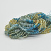 Natural Apatite (Blue, green, Yellow) Gradient Shades Semi-Precious Gemstone FACETED Round Beads - 2mm, 3mm & 4mm -  14" strand