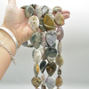 High Quality Natural Grade A Ocean Jasper Semi-precious Gemstone Teardrop /  Pendant Beads - 30mm - 40mm - 15'' Strand