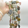 High Quality Natural Grade A Ocean Jasper Semi-precious Gemstone Oval Disc Beads - 25mm - 35mm - 15'' strand