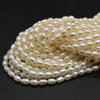 Natural Freshwater Rice Pearl Beads - White - 3mm - 4mm - 14.5'' Strand