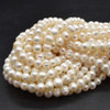 Natural Freshwater Potato Pearl Beads - White - 6mm - 8mm - 14.5'' Strand