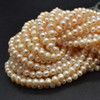 Natural Freshwater Potato Round Pearl Beads - Light Pink, Peach - 5mm - 6mm - 14.5'' Strand