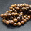 Natural Australian Boulder Opal Semi-precious Gemstone Round Beads - 4mm, 8mm, 10mm sizes - 14" strand
