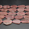 Natural Strawberry Quartz Gemstone Freeform Slices, Pendant Beads - 3cm - 4.5cm - 15.5'' Strand