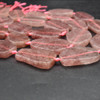 Natural Strawberry Quartz Gemstone Freeform Slices, Pendant Beads - 3cm - 4.5cm - 15.5'' Strand
