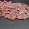 Natural Strawberry Quartz Gemstone Freeform Slices, Pendant Beads - 3cm - 4.5cm - 15.5'' Strand