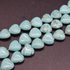 Turquoise (dyed) Semi-precious Gemstone Heart Beads - 12mm - 15'' Strand