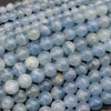 High Quality Grade AA Natural Pure Blue Calcite Semi-Precious Gemstone Round Beads - 6mm, 8mm sizes - 15'' Stand