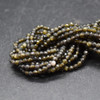 Golden Sheen Obsidian Semi-Precious Gemstone FACETED Round Beads - 3mm - 15'' Strand