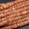 Sunstone Semi-Precious Gemstone Irregular FACETED Rondelle Beads - 7mm - 8mm x 3mm - 5mm - 13.5'' Strand