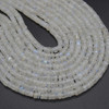 Rainbow Moonstone Semi-Precious Gemstone Irregular Flat Heishi Rondelle / Disc Beads - 6mm x 2.5mm - 5mm - 13'' Strand