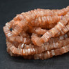 Sunstone Semi-Precious Gemstone Irregular Square Heishi Rondelle, Disc Beads - 2 Sizes - 16'' Strand