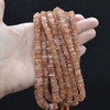 Sunstone Semi-Precious Gemstone Irregular Square Heishi Rondelle, Disc Beads - 2 Sizes - 16'' Strand