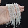 Natural Rainbow Moonstone Semi-Precious Irregular Gemstone FACETED Rondelle Spacer Beads - 6mm, 8mm sizes - 8'' Strand