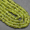 Peridot Semi-Precious Gemstone Irregular SMOOTH Rondelle Beads - 3.5mm x 2mm - 16'' Strand