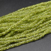 Peridot Semi-Precious Gemstone Irregular SMOOTH Rondelle Beads - 3.5mm x 2mm - 16'' Strand