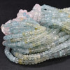 Multi-coloured Morganite Semi-precious Gemstone Irregular Faceted Rondelle Beads - 5mm, 6mm, 7mm Sizes - 13'' Strand