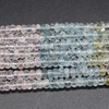 Multi-coloured Morganite Semi-precious Gemstone Irregular Faceted Rondelle Beads - 5mm, 6mm, 7mm Sizes - 13'' Strand