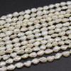 Natural Freshwater Baroque Keshi Nugget Pearl Beads - White - 6mm - 8mm  x 3mm - 4mm - 15'' Strand