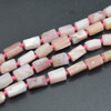 High Quality Grade A Natural Pink Opal Semi-precious Gemstone FROSTED MATT Tube Beads - 10mm - 13mm - 15'' strand