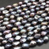 Freshwater Baroque Nugget Pearl Beads - Dyed Peacock Black Grey - 13mm - 15mm - 14'' Strand