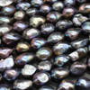 Freshwater Baroque Nugget Pearl Beads - Dyed Peacock Black Grey - 13mm - 15mm - 14'' Strand