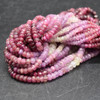 Natural Mixed Corundum, Ruby Semi-precious Gemstone Irregular Graduated Faceted Rondelle Beads - 2mm - 4mm - 16'' Strand