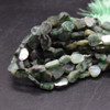 Natural Emerald Semi-precious Gemstone Irregular Sliced Nugget Beads - 10mm - 12mm - 8'' Strand
