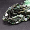 Natural Emerald Semi-precious Gemstone Irregular Sliced Nugget Beads - 10mm - 12mm - 8'' Strand