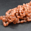 Natural Dark Sunstone Semi-precious Gemstone Tumbled Stone Nugget Pebble Beads - 3 Sizes -  16'' Strand