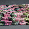 Natural Multi-Coloured Tourmaline Semi-precious Gemstone Irregular SMOOTH Rondelle Beads - 3 Sizes -  16'' Strand