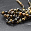 Natural Yellow Blue (Golden) Tiger Eye Semi-Precious Gemstone Round Beads - 4mm, 6mm, 8mm, 10mm, 12mm sizes