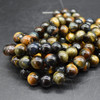 Natural Yellow Blue (Golden) Tiger Eye Semi-Precious Gemstone Round Beads - 4mm, 6mm, 8mm, 10mm, 12mm sizes