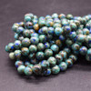 Natural Azurite in Malachite Semi-precious Gemstone Round Beads - 6mm, 8mm sizes - 14" strand