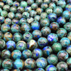 Natural Azurite in Malachite Semi-precious Gemstone Round Beads - 6mm, 8mm sizes - 14" strand