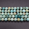 Natural Peruvian Turquoise Semi-precious Gemstone Round Beads - 6mm, 8mm sizes - 15'' Strand