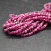 Natural Ruby Small FACETED Semi-precious Gemstone Cube Beads - 3mm - 15'' Strand